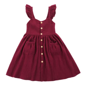 Flofallzique платье для маленьких девочек с двумя карманами и манжетами-лепестками