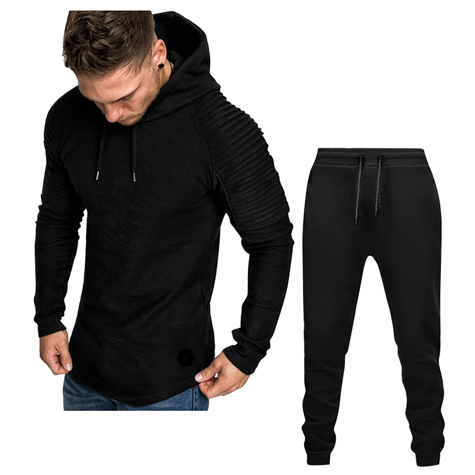 

Mens Autumn Sweatshirt Splicing Gradient Sweatshirt Hoodies Top Pants Sets Sport Suit Tracksuit Slim Sportwear Sweatshirt D4