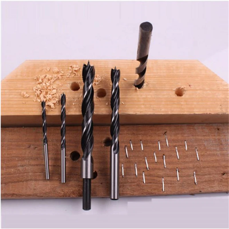 

7Pcs/Set 4/5/6/7/8/10/12mm 300mm lengthened High-Carbon Steel Brad Point Three Point Twist Drill Bits Set Wood Working Tool