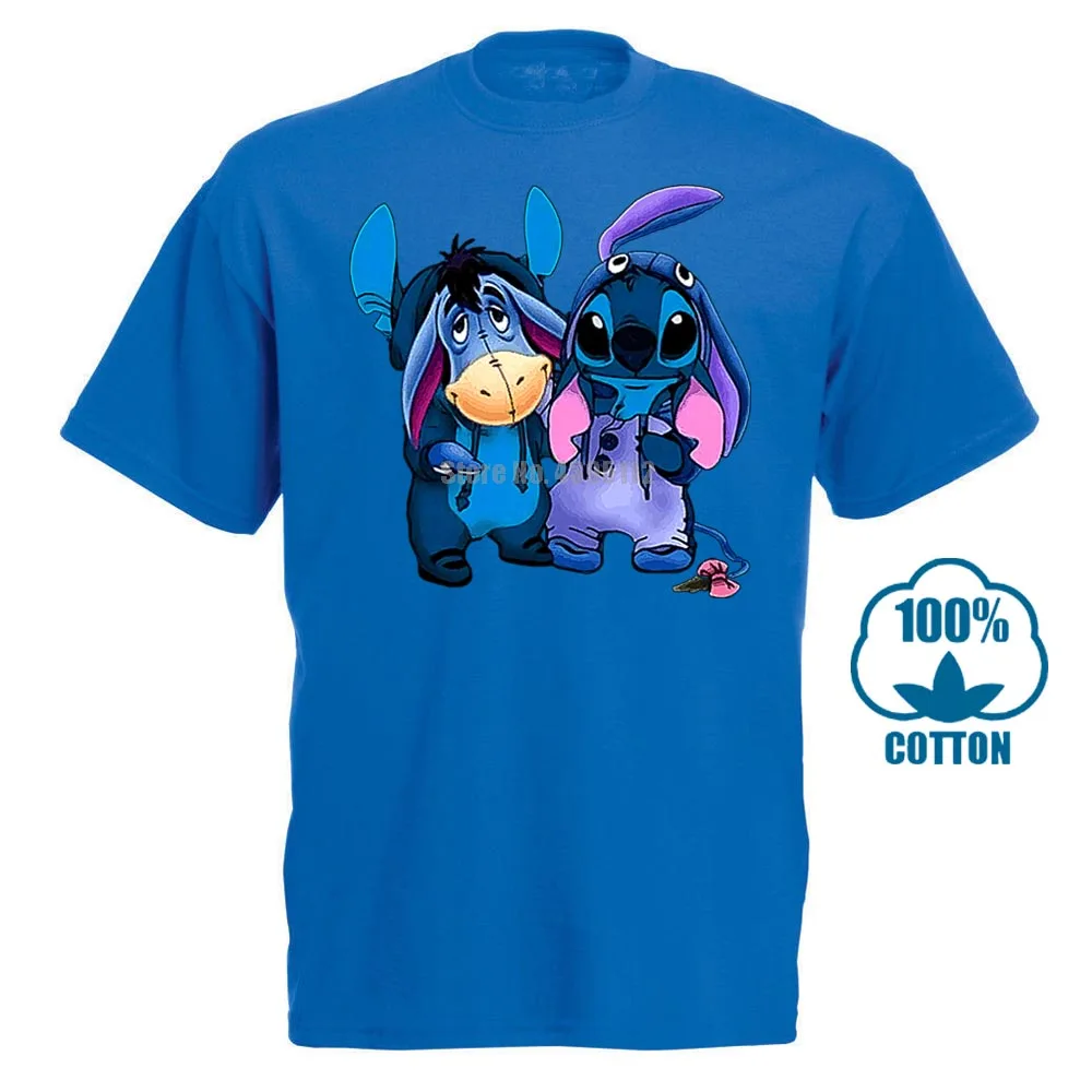 Синий Eeyore и Stitch мы лучшая футболка друзей черные хлопковые мужские S 6Xl Сделано в США - Цвет: Синий