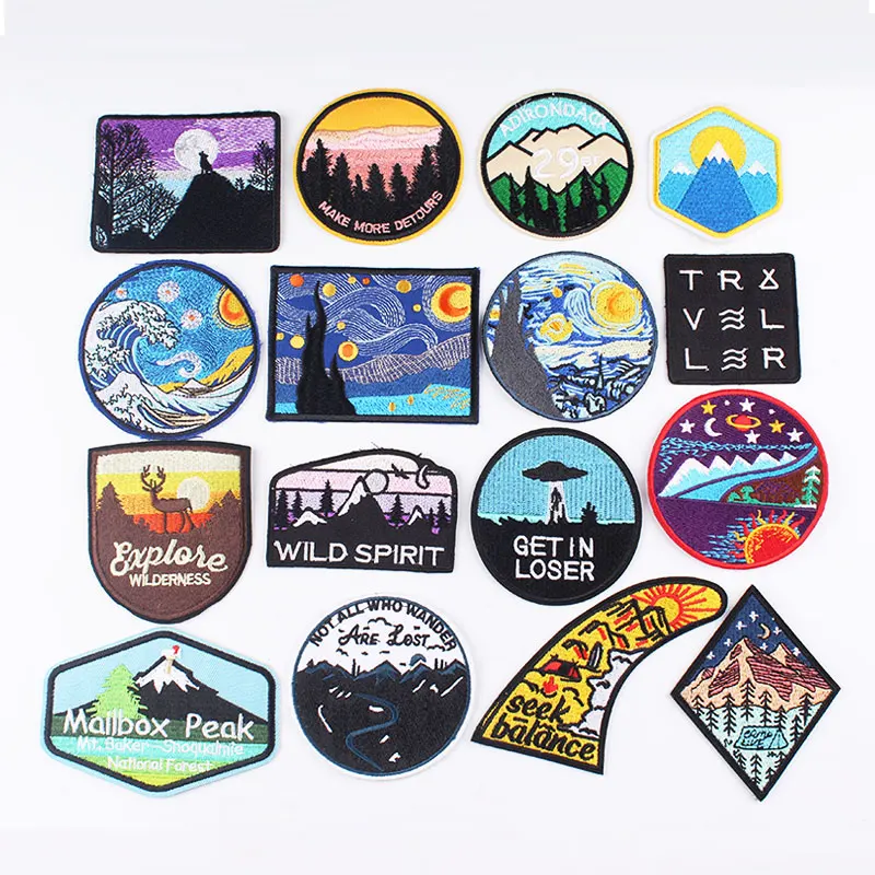 Приключения путешествия вышитые нашивки для одежды утюгом на одежду полосы