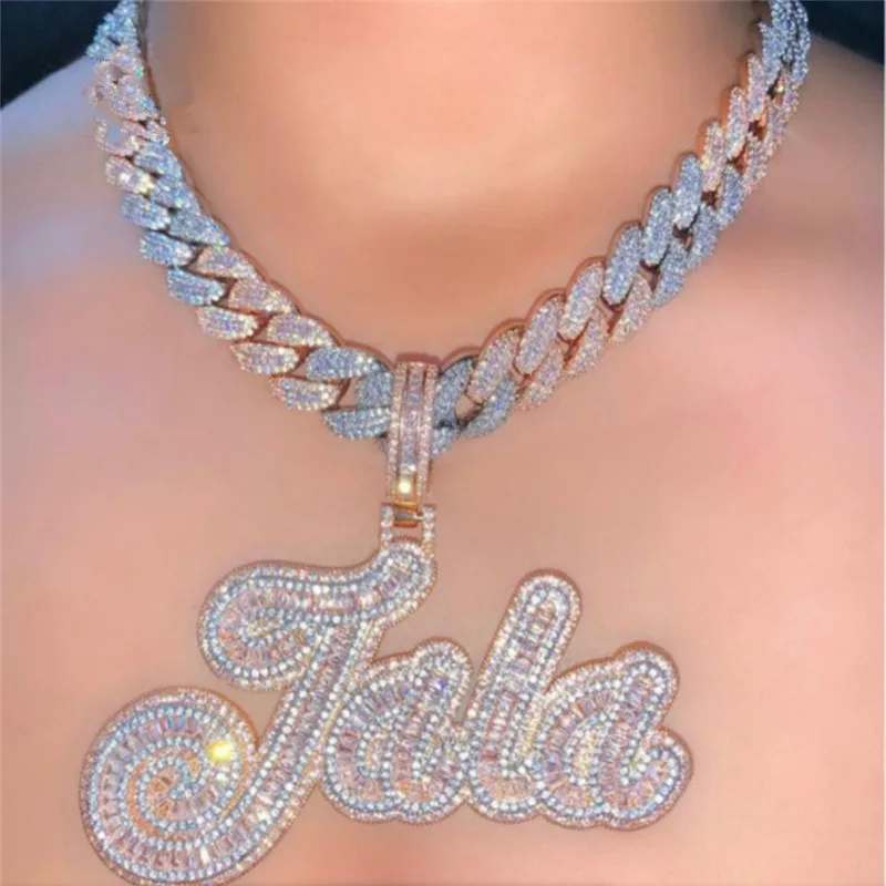 

Custom Name Necklace Brush Iced Out Large Size T Square CZ Letter Pendant Pendant Necklace Only Pendant