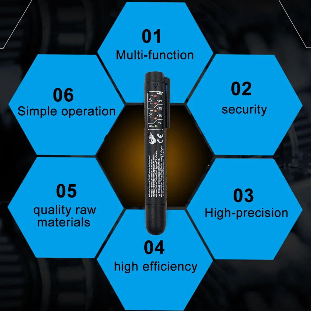Автомобильный тестер тормозной жидкости ручка с 5 светодиодный одами
