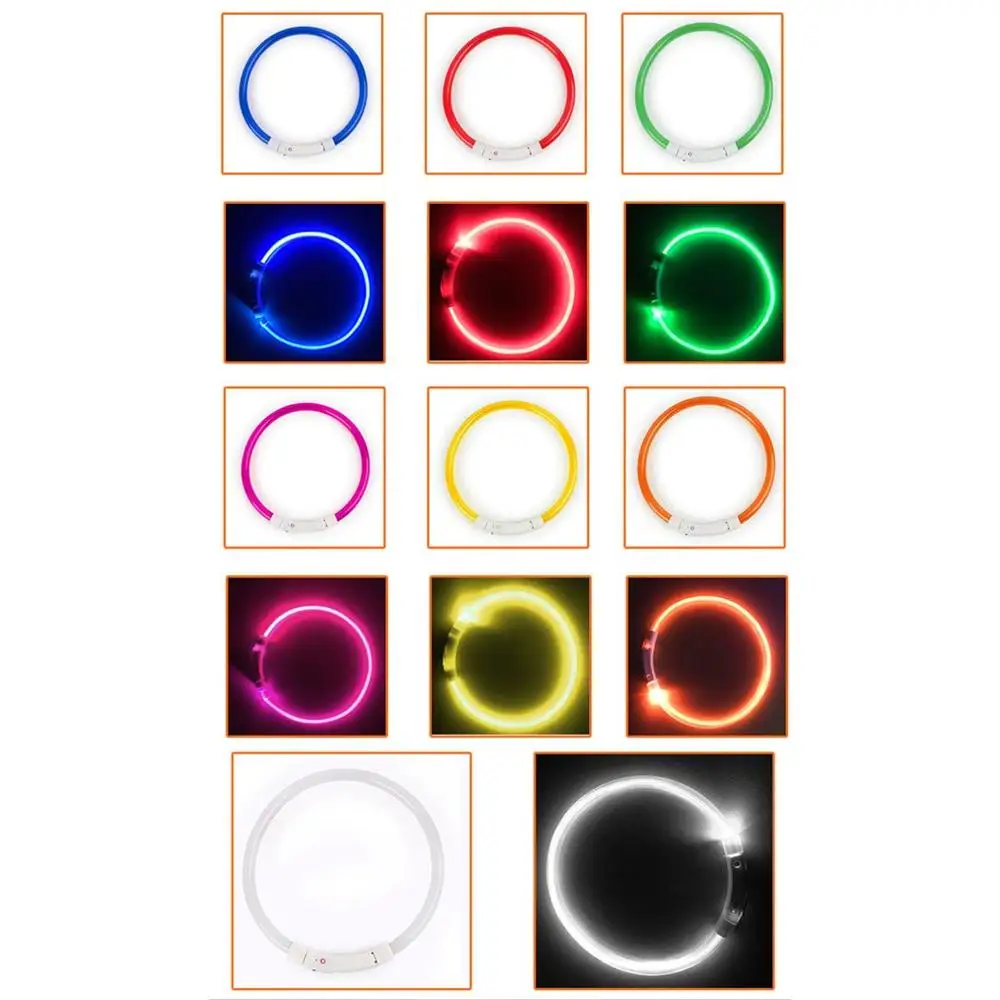 Ошейник для собак перезаряжаемый светящийся ошейник из ТПУ с зарядкой от USB