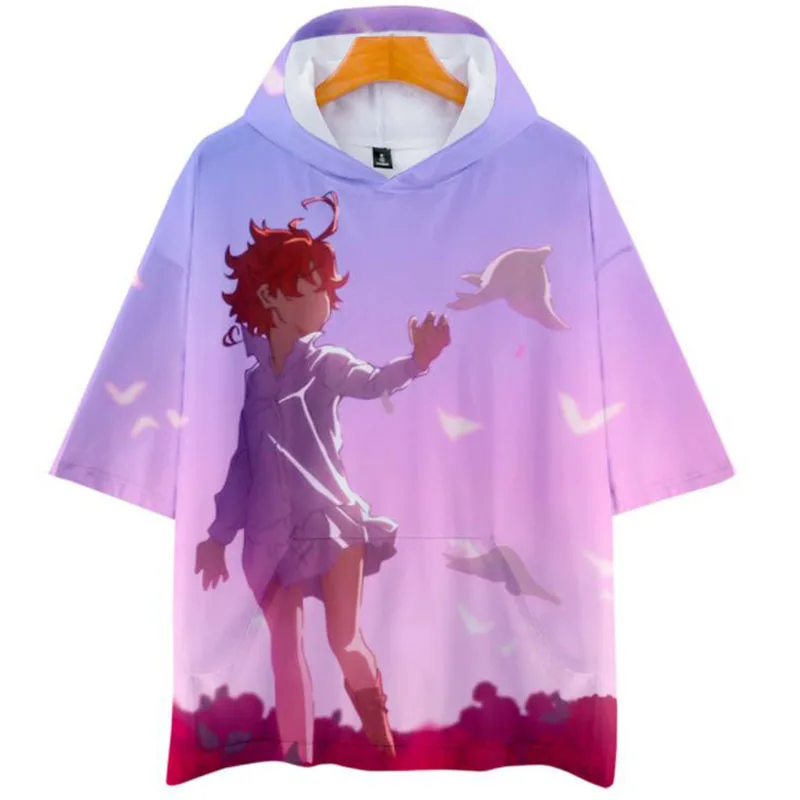 

Летняя футболка для косплея аниме обещанный Невер, цветные трендовые Топы с коротким рукавом и 3D принтом, повседневные свободные рубашки с ...