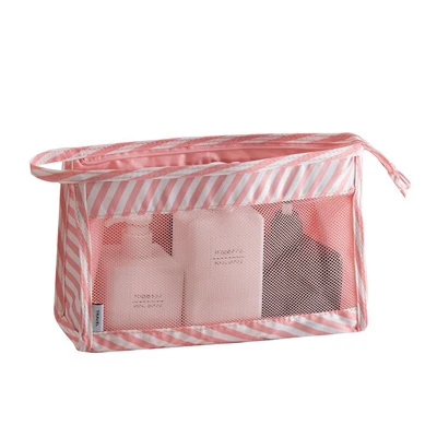 Pink stripe Женская косметичка многофункциональная Водонепроницаемая прозрачная сумка для хранения плавательных принадлежностей дорожный с молнией сумка для хранения косметики - Цвет: Pink stripe