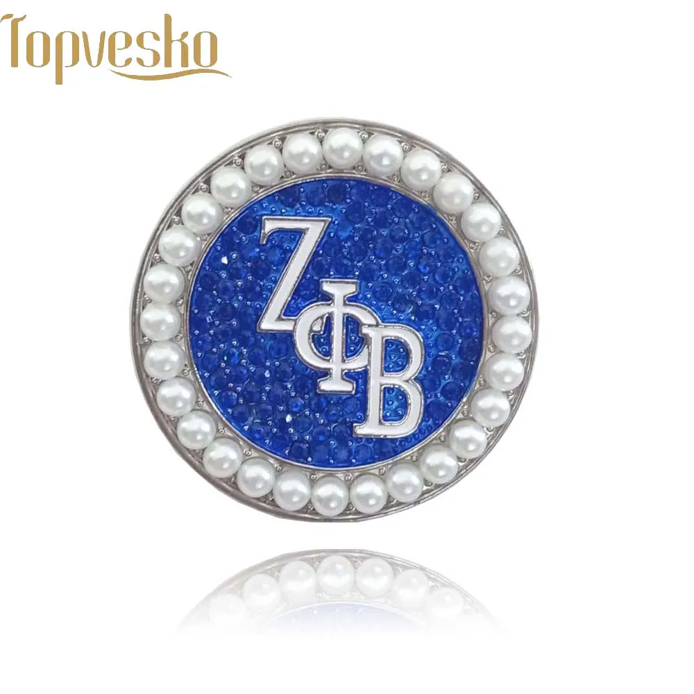 Topvesko новый синий цвет ZETA PHI BETA Sorority жемчуг zpb bброшь отворот булавка ювелирные