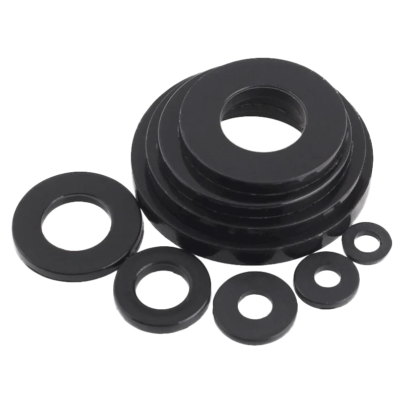 Плоская шайба черная пластиковая нейлоновая прокладка крепежная кольцевая