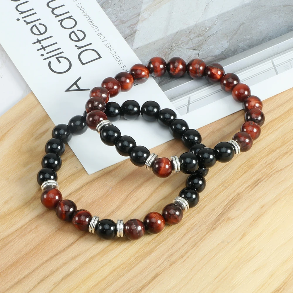 Браслеты с бусинами тигровый глаз для мужчин и женщин модные ювелирные украшения