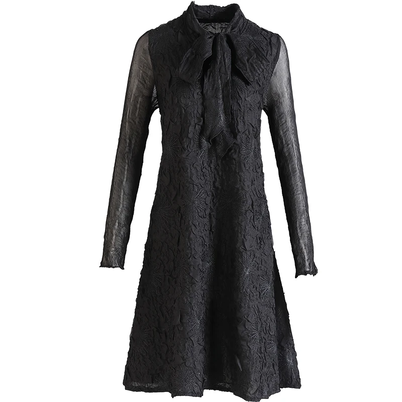 

Plus Size Black Dress French Style 2021 Women Spring And Autumn New Fashion Loose A Line Dress For Women 45-75kg
