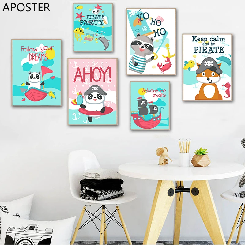 Скандинавская Картина на холсте прекрасная морская панда Краб Дельфин животное