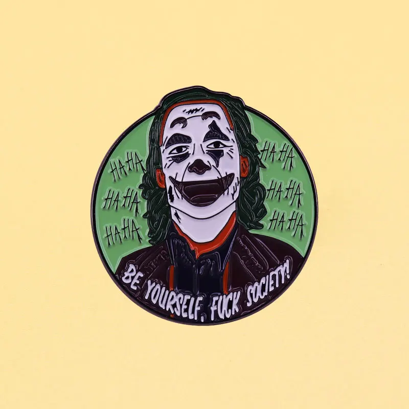 DC Джокер хоакином Фениксом эмаль на булавке милый металлический брошка