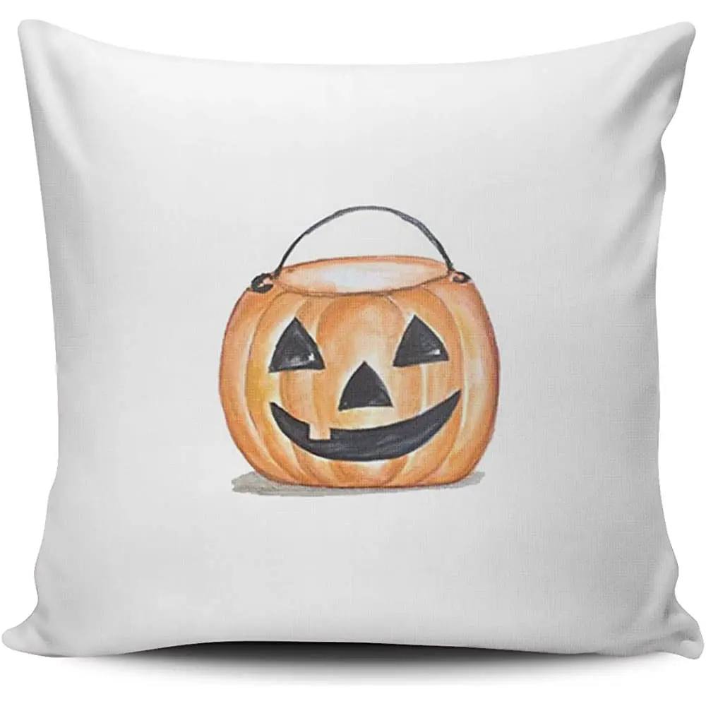 

MUKPU Happy Jack Halloween Pumpkin Home Decor Sofa Pillowcase 22X22 Inch Square Throw Pillow Case Hidden Zipper