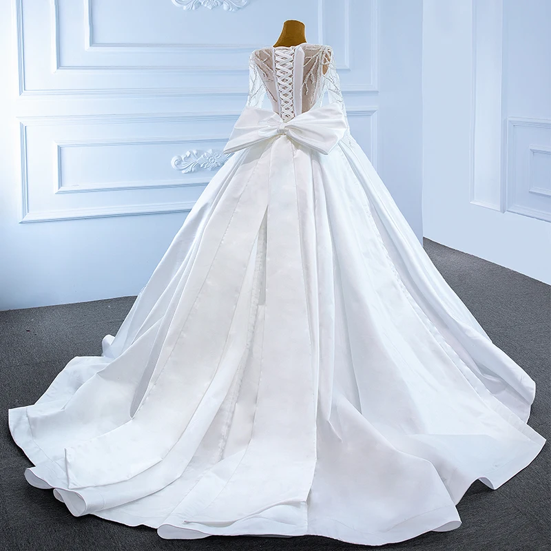 J67233 JANCEMBER Long Sleeve Wedding Dresses 2021 Beading Lace Up Back Sexy V-Neck Ball Gown Sequined