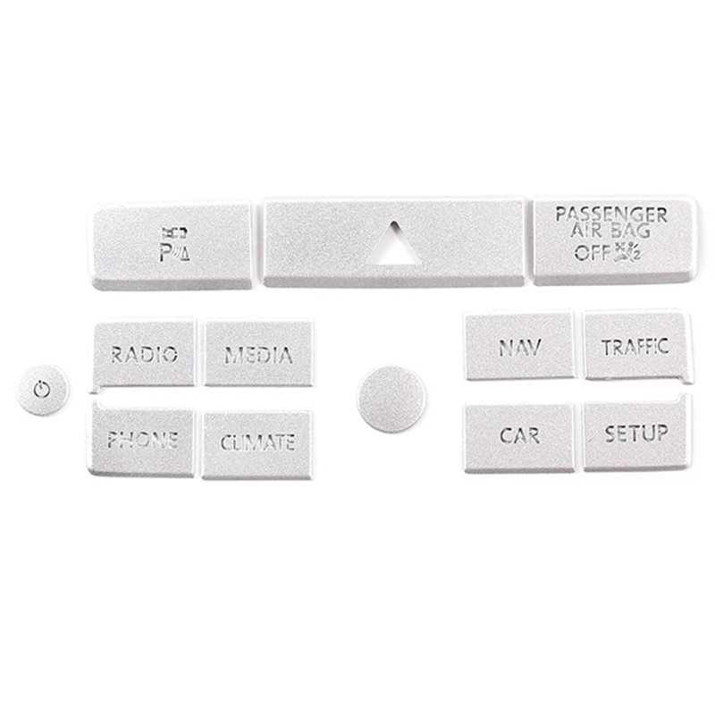 

13 Piece Set Car Navigation Button Sticker Decoration Silver for Touareg 2011-2015