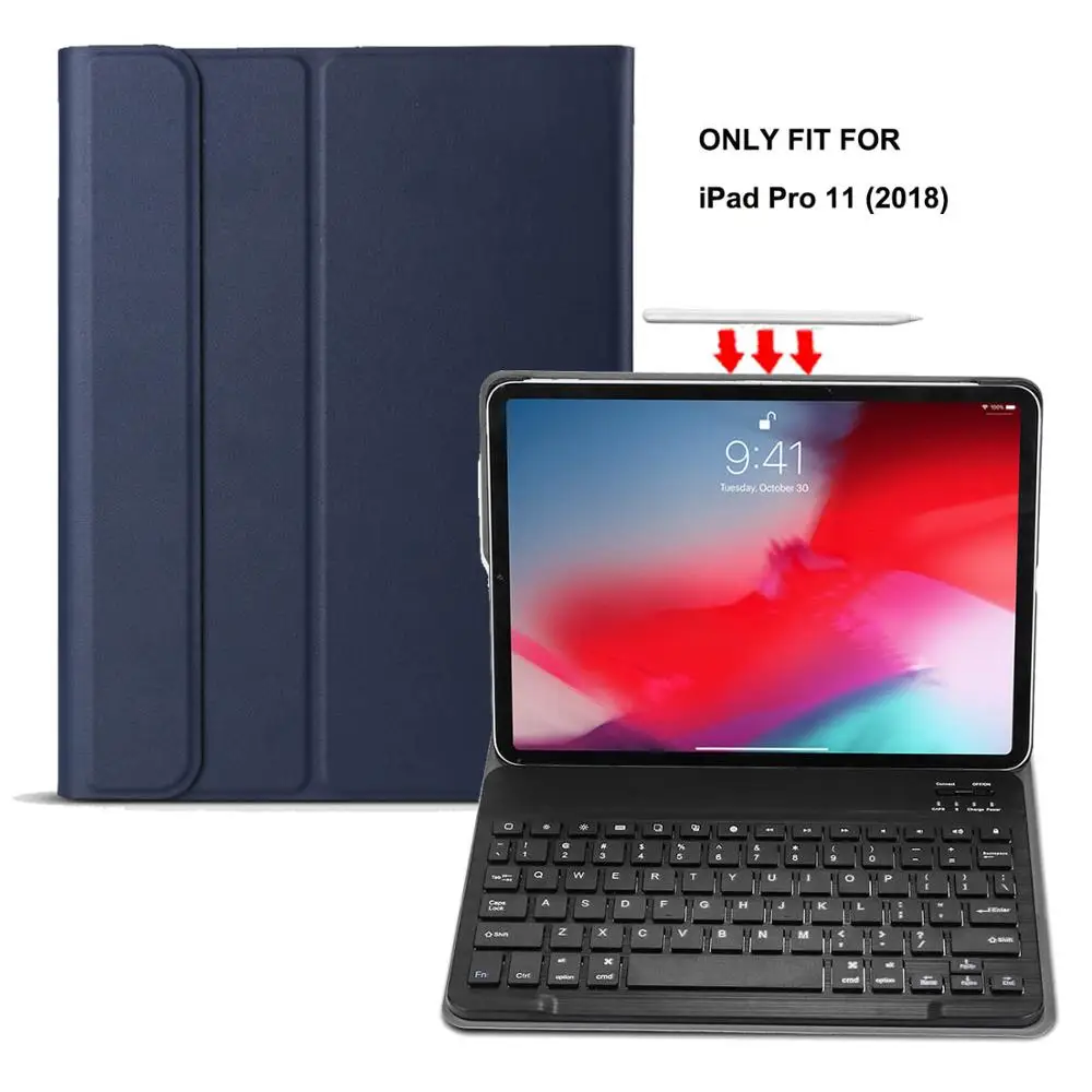 Для нового 2018 iPad Pro 11 дюймов Чехол клавиатура с беспроводной bluetooth pu Кожаный чехол