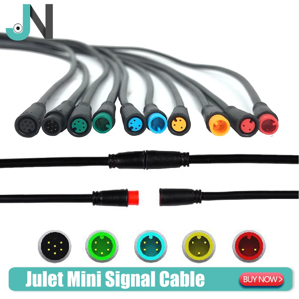 

Ebike Julet Mini Waterproof Extension Conversion Wire Cable 2 3 4 5 6 Pin for Electrical Bicycle Light Throttle Ebrake Display