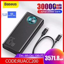 Baseus Power Bank 30000mAh 65W PD Quick Charge QC3.0 Powerbank For Laptop External Battery Charger For iPhone 13 Samsung  Xiaomi