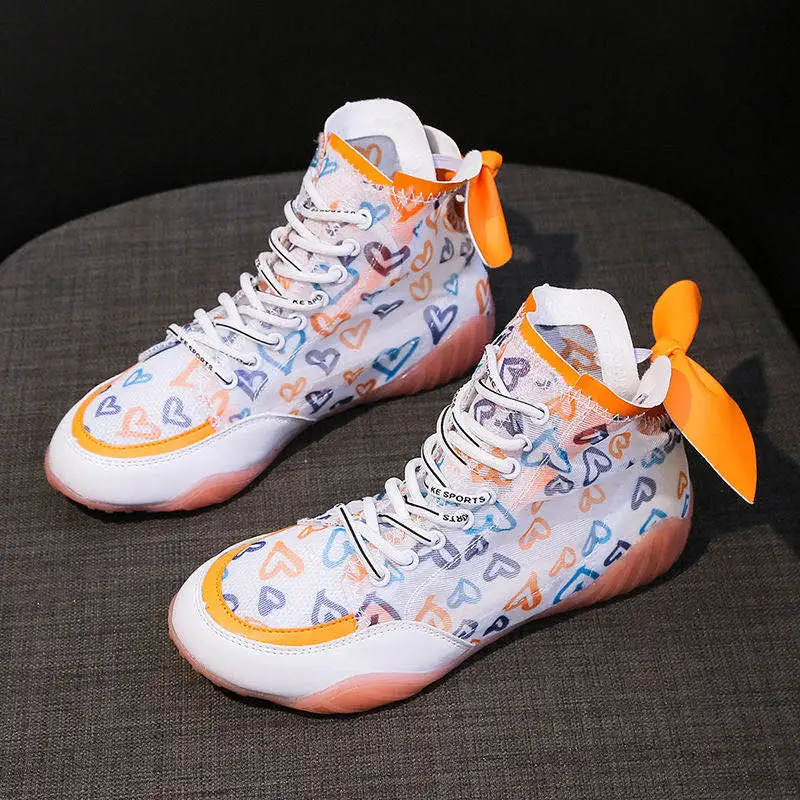 2020 Popular Women's flat Bottom High-Top Sports Boots Fashion Mesh Breathable Brand Comfortable Botas Camouflage | Спорт и