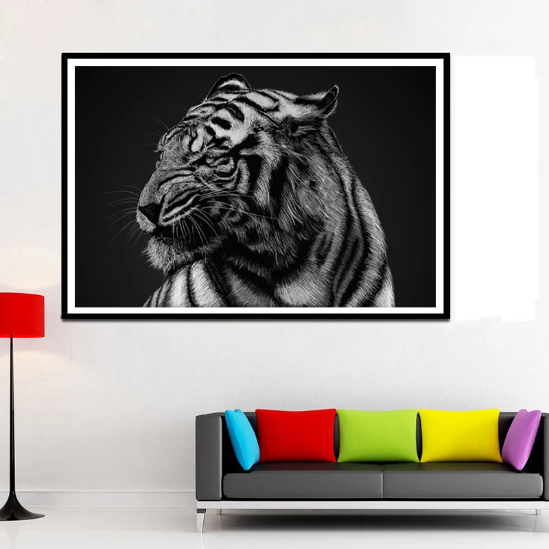 5D алмазная картина черно белое животное лев полная круглая дрель ручная мозаика