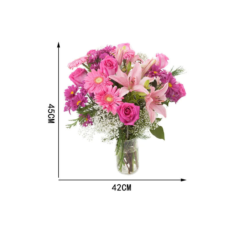 

YOJA 4245CM Pink Lily Rose Bouquet Fashion Living Room Wall Stickers Modern Decor Accessories 8WS0299