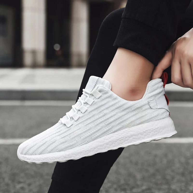 

Sneaker Man Casual Shoe Solid White Fashion Knitting Casual Shoes Men Sneakers Mesh Zapatos Informales De Hombre