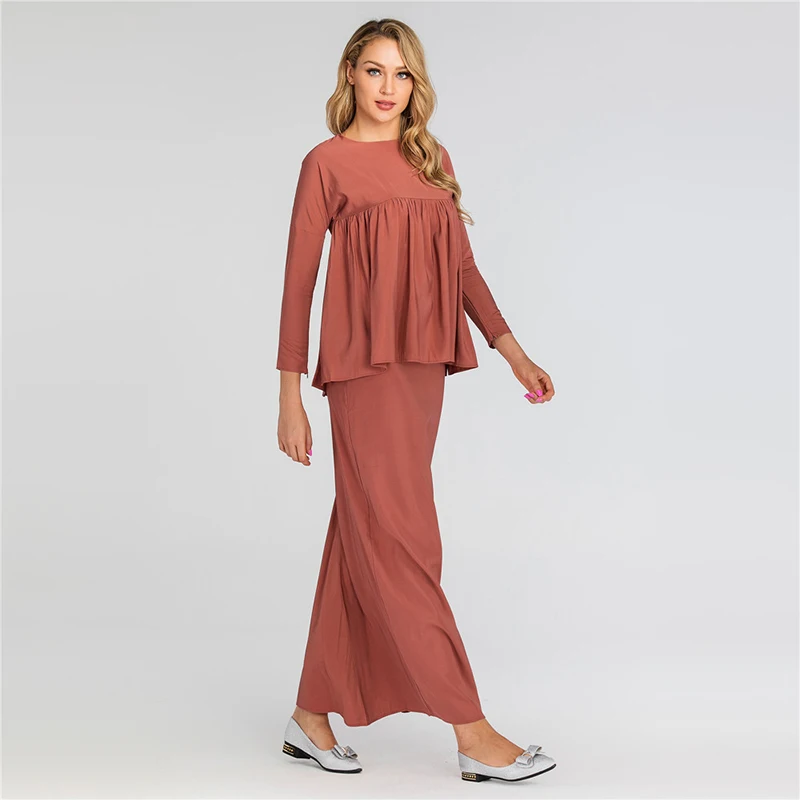 Abaya Дубай мусульманский Топ ансамбль Femme 2 шт. юбка Pantalon Оман Пакистан турецкая