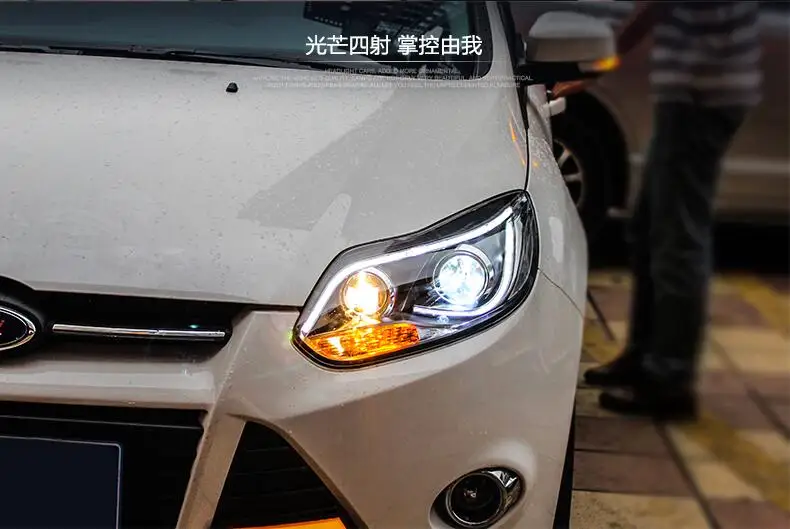 Hireno налобный фонарь для 2012- Ford Focus фара в сборе светодиодный DRL ангел объектив двойной луч HID Xenon 2 шт