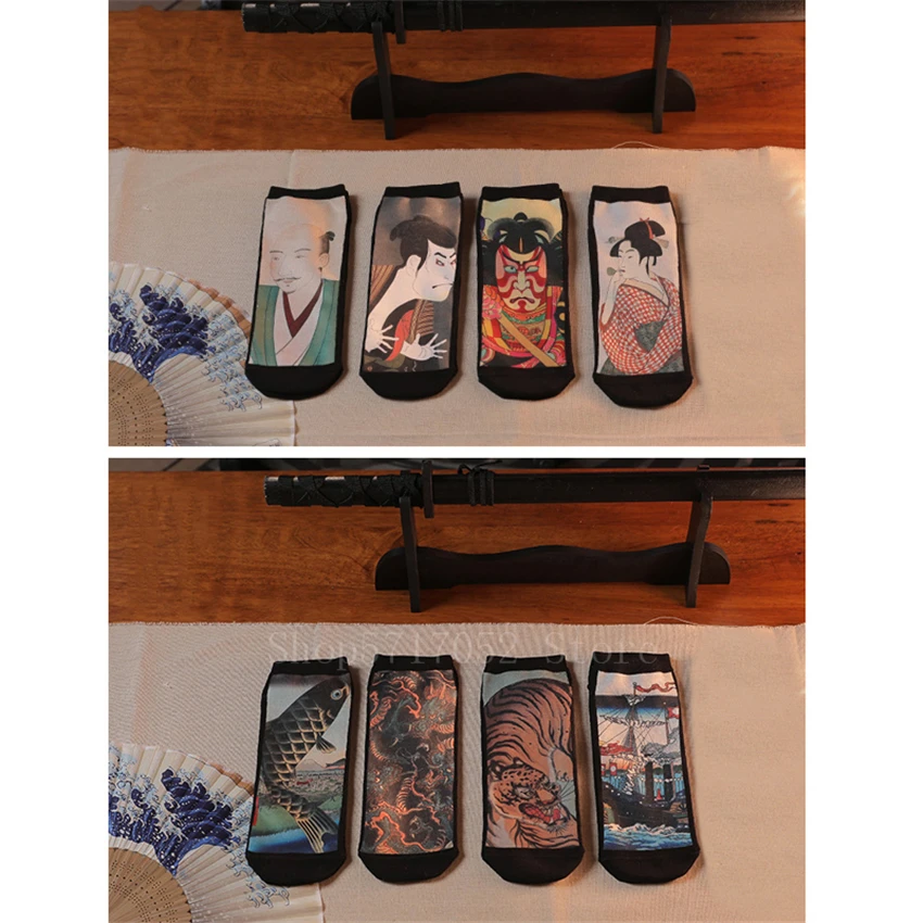 Винтажные мужские носки самурая 17 цветов в японском стиле кимоно гейши