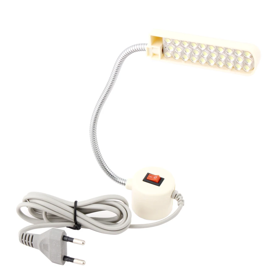 Lámpara LED portátil para máquina de coser, Base de montaje magnético, cuello de cisne, iluminación para máquina de coser, enchufe US/EU, 2W, 30LED