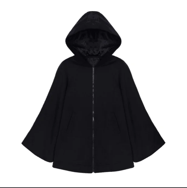 Ruibbit осенне зимнее женское твидовое Пальто Harajuku Goth Skeleton с принтом Луны толстовка