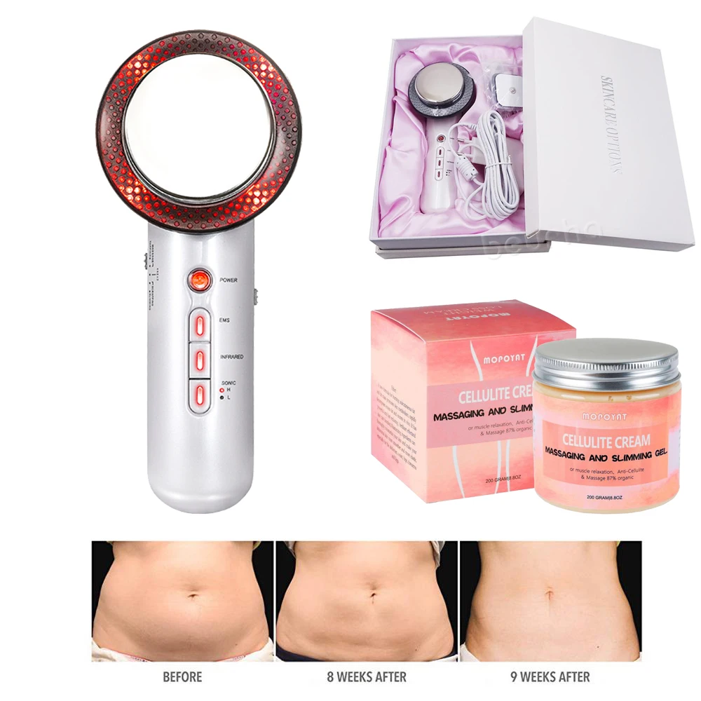3 в 1 Ультразвуковая кавитационная косметическая машина с антицеллюлитным кремом