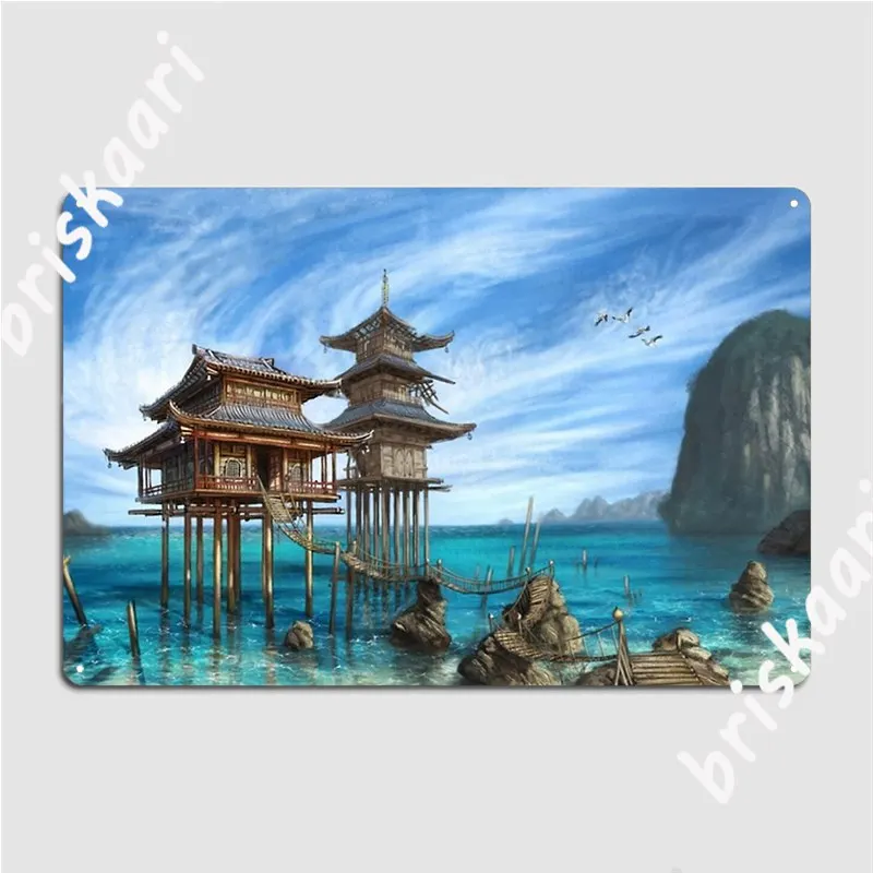 

Тропический постер в виде храма, металлическая табличка, Декор для дома, настенная роспись, оловянный знак, постер