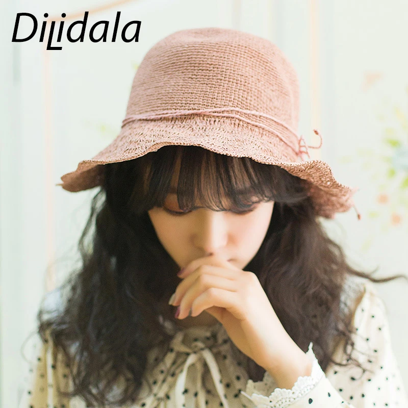 Dilidala Пляжная дорожная соломенная шляпа для женщин летняя женская вязаная рафия