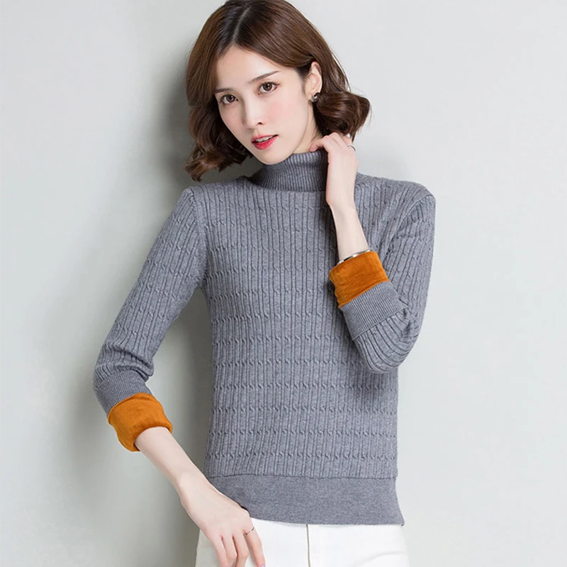 Женский вельветовый свитер Осень-зима 2019 приталенные пуловеры с