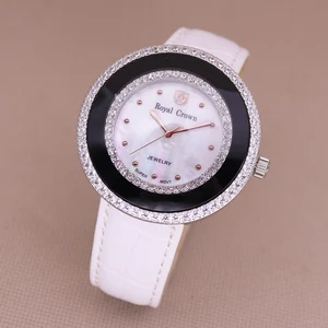 Часы Royal Crown Женские С БОЛЬШОЙ КОРОНОЙ, японские часы Mov Not с перламутром, модные роскошные подарочные коробки из натуральной кожи для девушек