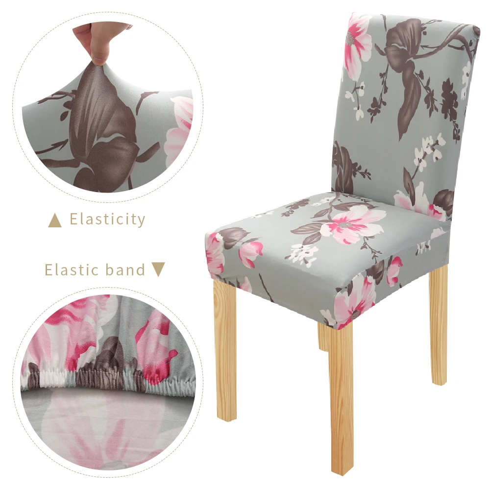 Чехлы на стулья из спандекса с цветочным принтом сменные растягивающиеся чехлы
