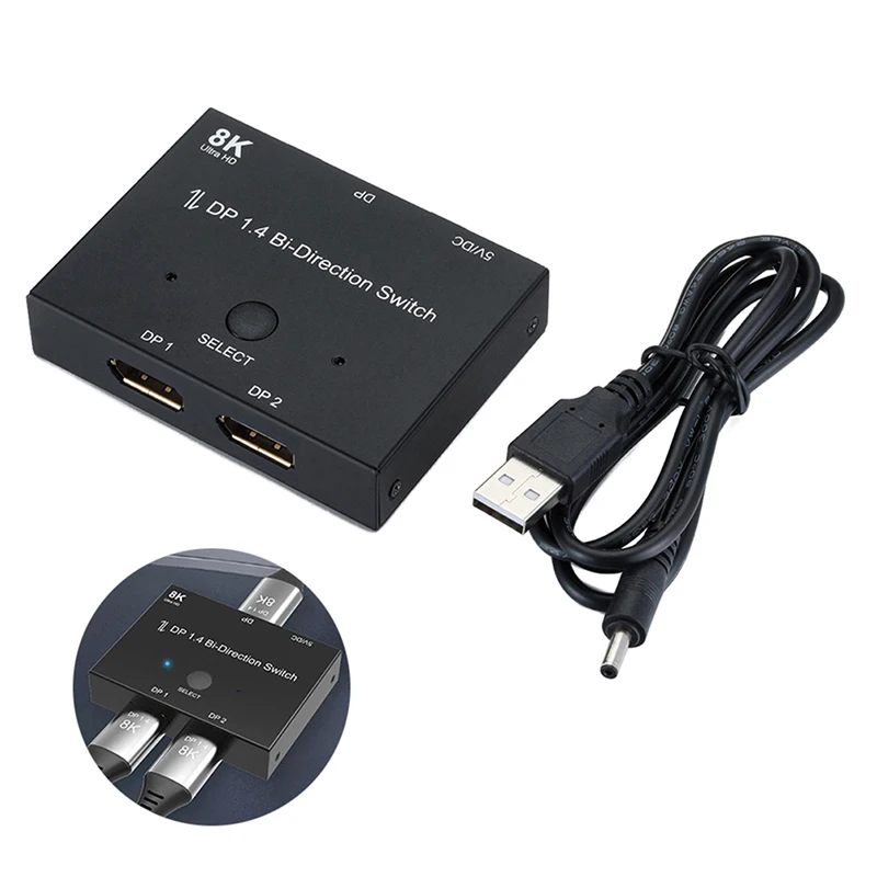 

DisplayPort 8K DP 1.4 Switch Bi-Direction 8K@60Hz Splitter Converter 2X1 1X2 Display-port Switcher