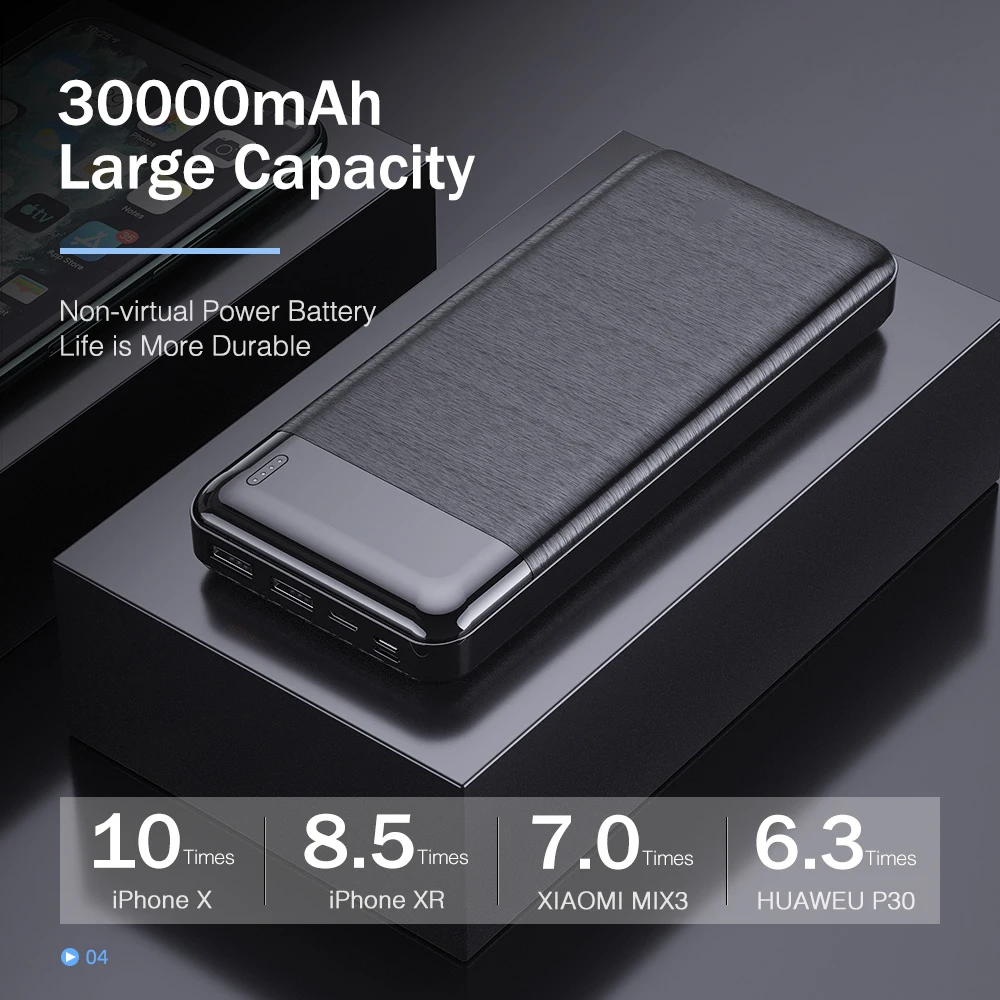 YKZ 30000 mAh внешний аккумулятор 2.1A Быстрая зарядка портативное Внешнее зарядное