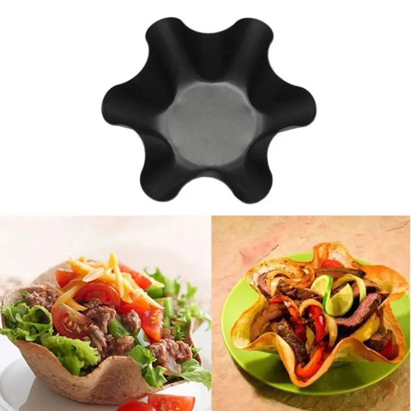 Large Non-Stick Fluted Tortilla Shell Pans Taco Salad Bowl Makers Carbon Steel Set Of 4 Tostada Bakers | Дом и сад