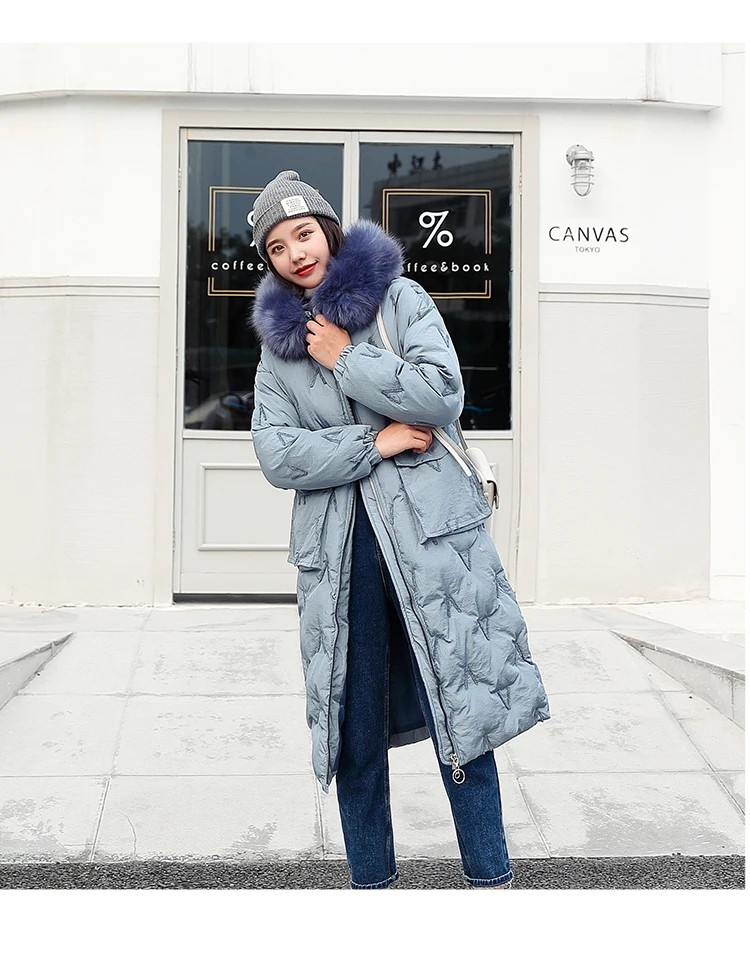 High Quality Winter Jacket Women Cotton Padded Outwear Female X-long Coat Hooded With Fur Loose Parka Korean Style