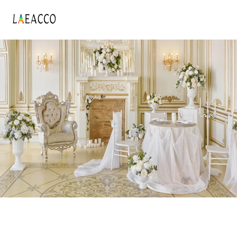 Laeacco дворец интерьер камин кресла цветы Рождество фотографии фоны для фотографий фоны для фотостудии