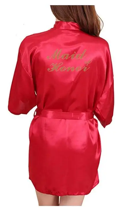 Женское атласное платье невесты бордовое шелковое свадебное халат для и