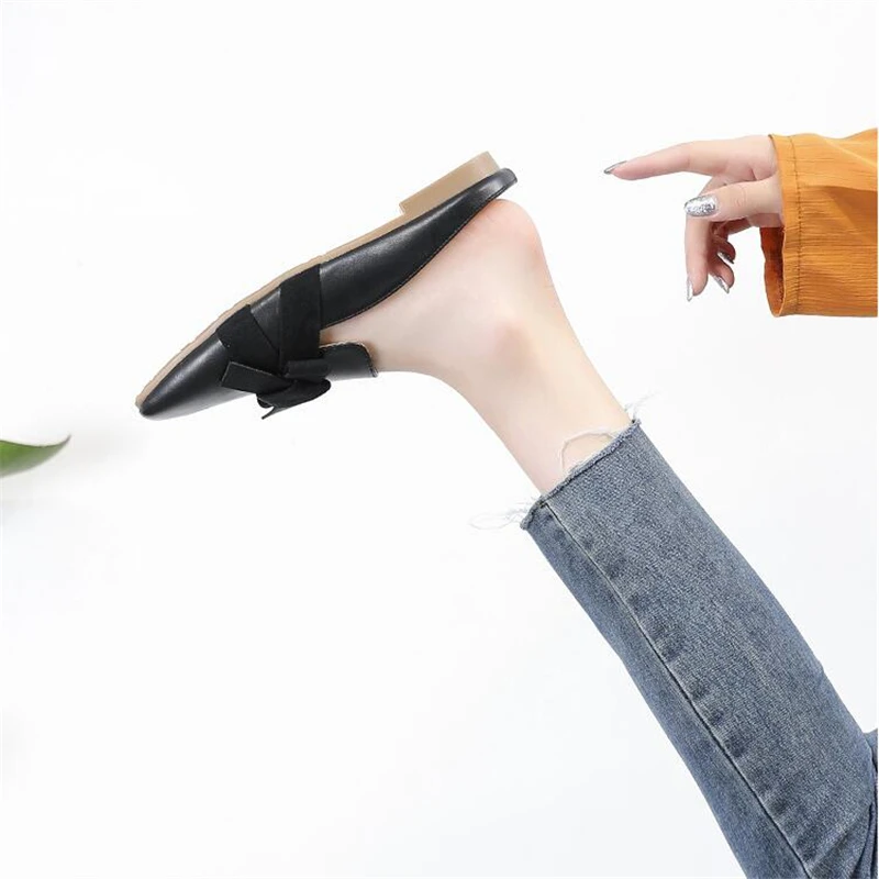 Plus Size Slippers Bow Tie Sandals for Women Flat Comfortable Beach Slippers Women Summer Shoes Woman Elegant Flat Shoes Women