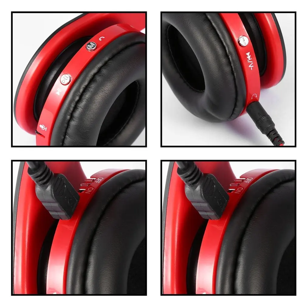 Bluetooth наушники с микрофоном для мобильного компьютера планшета тяжелый бас складной портативный регулируемый для iPhone ПК ноутбука 3,5 мм аудио