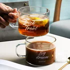 Стеклянная чашка для воды в скандинавском стиле, термостойкая кружка для воды с надписью, вместительный роскошный бытовой стакан для молока и сока для ресторана