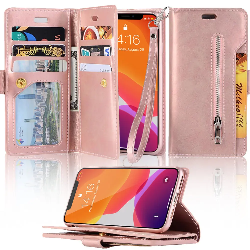 Чехол с держателем для карт Iphone 11 12 Mini Pro Xs Max X Xr 8 7 Plus 6 6s 5 5s SE 2020 кожаный чехол