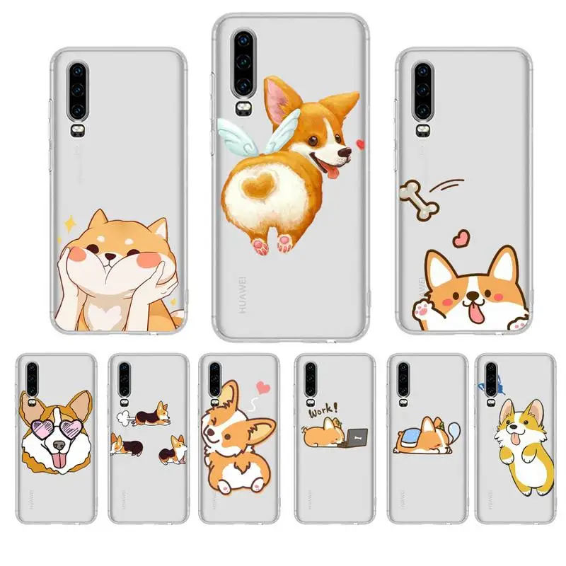 Милый чехол для телефона Corgi животное щенок Huawei P20 P30 Pro P40 lite Mate 20lite Y5 Y6 Honor 8X 10 |