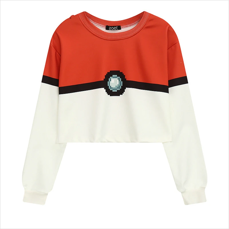 Худи с длинным рукавом и круглым вырезом в стиле Харадзюку|Женские толстовки