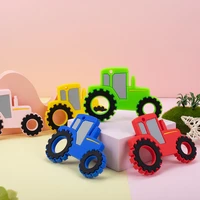 sunrony 1pc tractor shaped silicone teether baby teeth care teething chewing toys pacifier chain supplies bpa free